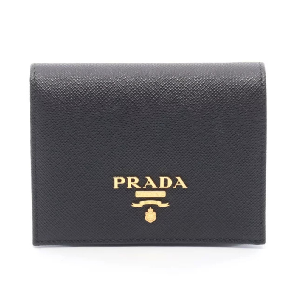 Prada SAFFIANO METAL Bi fold Wallet Leather Black